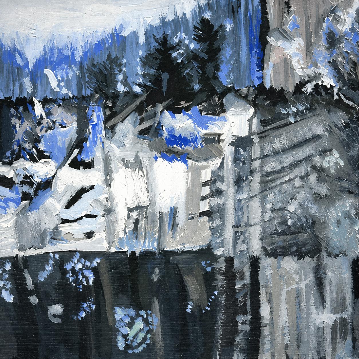 Cover artwork for In From the Cold by Live Alone: blue, gray, white, and black brushstrokes